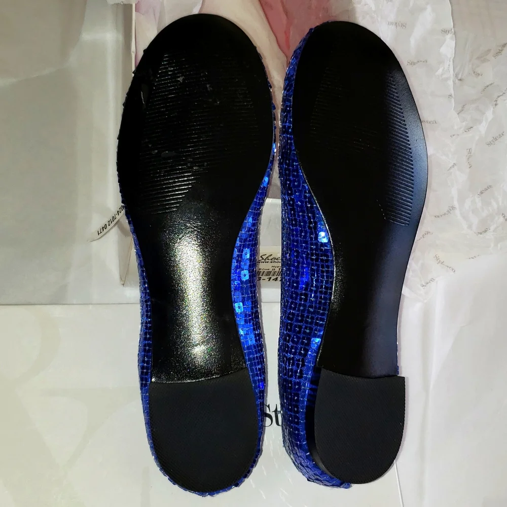 Style & Co New Flats Sequined Shoes BLUE NIB Women's 5.5 - Picture 11 of 15